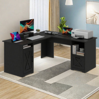 L-Shaped Executive Desk With Power Outlet