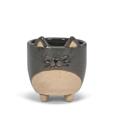 Gray Cat On Legs Planter
