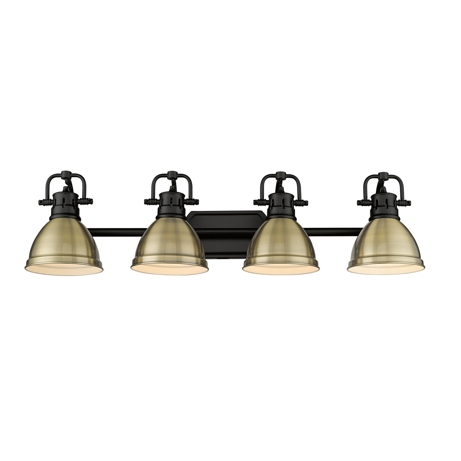 Calico 4 Light Dimmable Vanity Light, Aged Brass, Matte Black