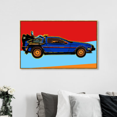 Automobiles Warhol Style Delorean Sports Car - Reproduction d'art sur toile