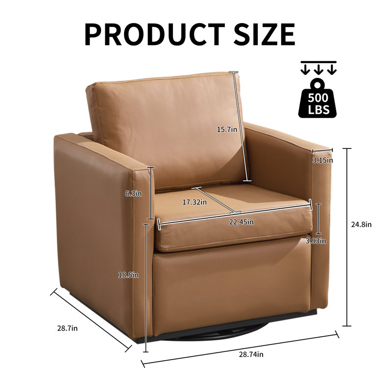 28.5" Wide Modern Soft Linen Upholstered Accent Chair with Swivel