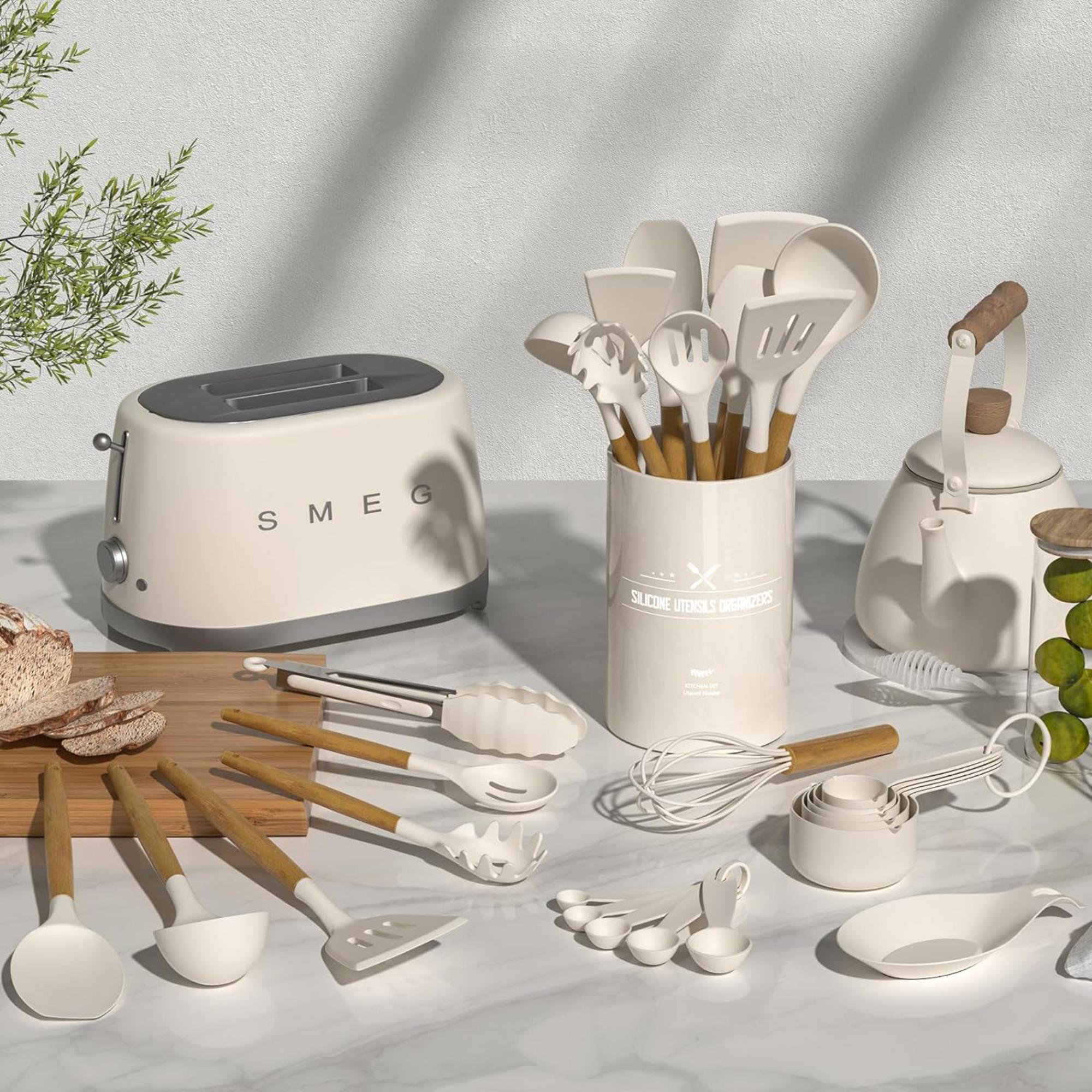 Textiles Hub 33 Piece Cooking Utensil Set with Utensil Crock