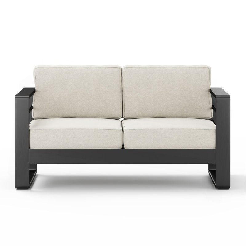 MAYA BAY MP1 LOVESEAT, BLACK FINISH WITH BEIGE CUSHION