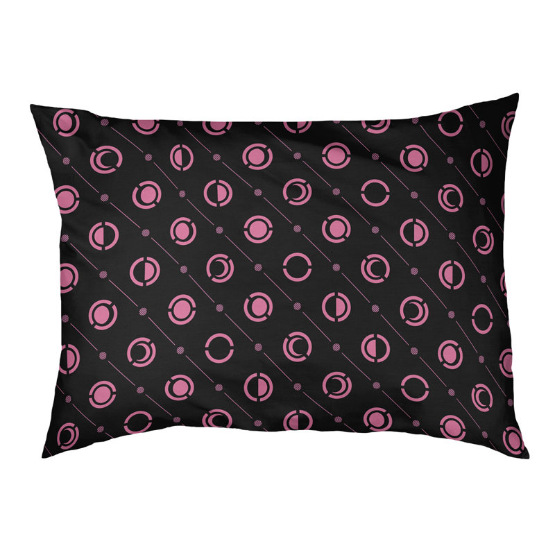 Coussin d’extérieur pour chien moon phases Chenault, Moyen (l 40 po x P 6,5 po x H 30 po), Rose / Noir