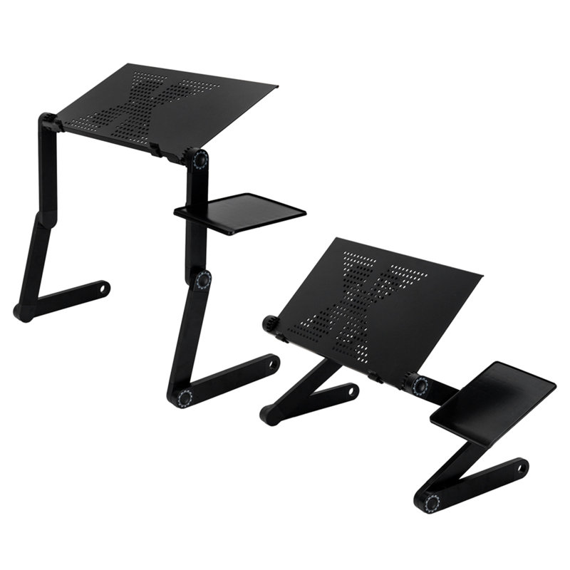 Table pliante portative à 360 degrés avec ventilateur et souris noire