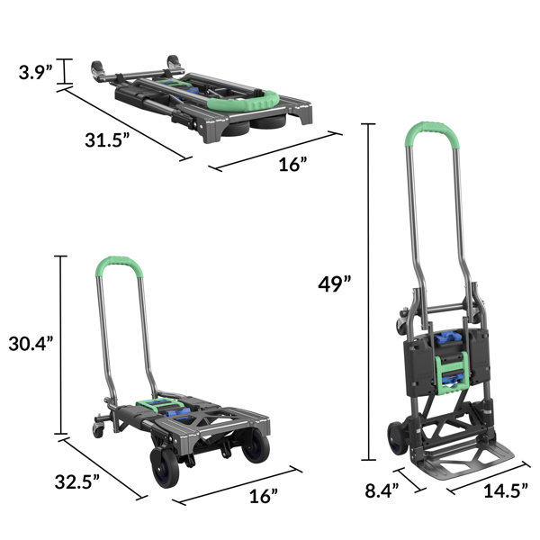 Telescoping Platform Hand Truck, Folding Dolly Cart for Luggage Baggage  Moving Utility Cart