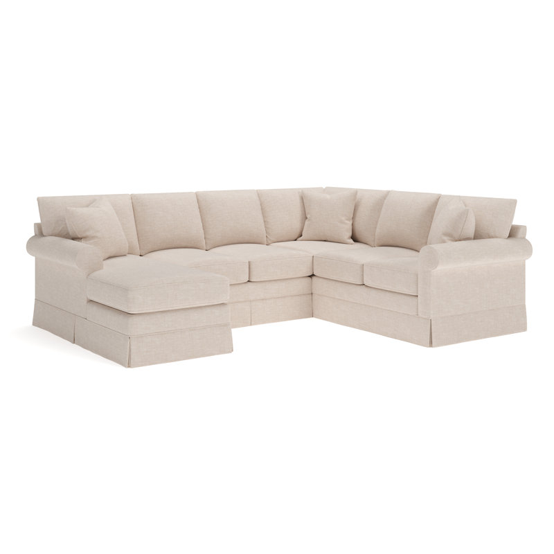 Friedman Upholstered Chaise U-Sectional, Left Hand Facing, Lena Sand Performance Linen Blend