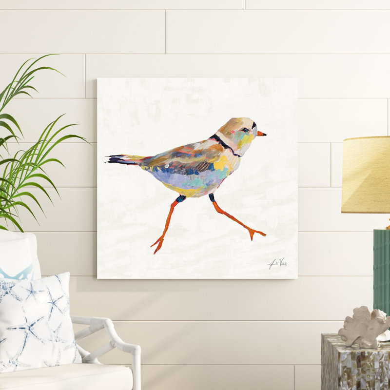 «Coastal Plover I Linen» par Jeanette Vertentes, reproduction d'art résistante aux UV, H 36 po x l 36 po, Doré