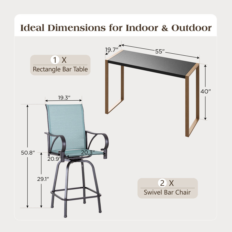 2 - Person Rectangular Outdoor Dining Set With Cushions