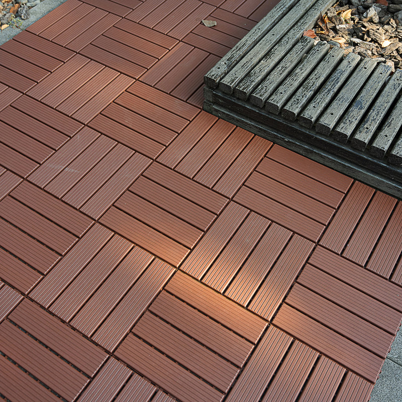 Carreaux de terrasse en plastique emboîtables, Brun