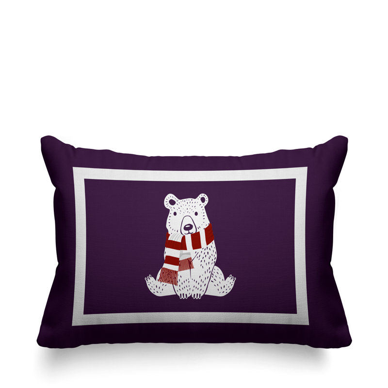 Coussin intérieur / extérieur Folk Christmas Bear, Mauve