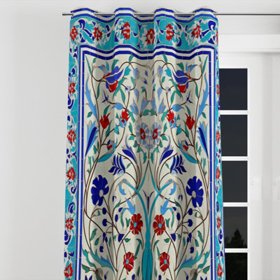 Avakate - Abstract Tile Grommet Curtain - Velvet Room Darkening - 1 panel