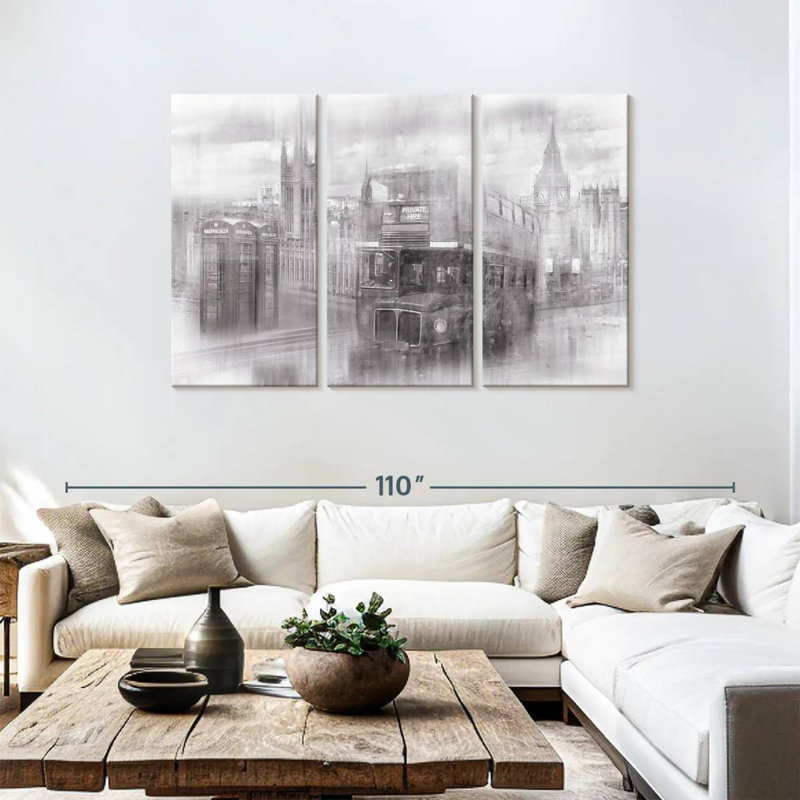 Sebbie London Westminster Collage BW, 48" H x 74" W