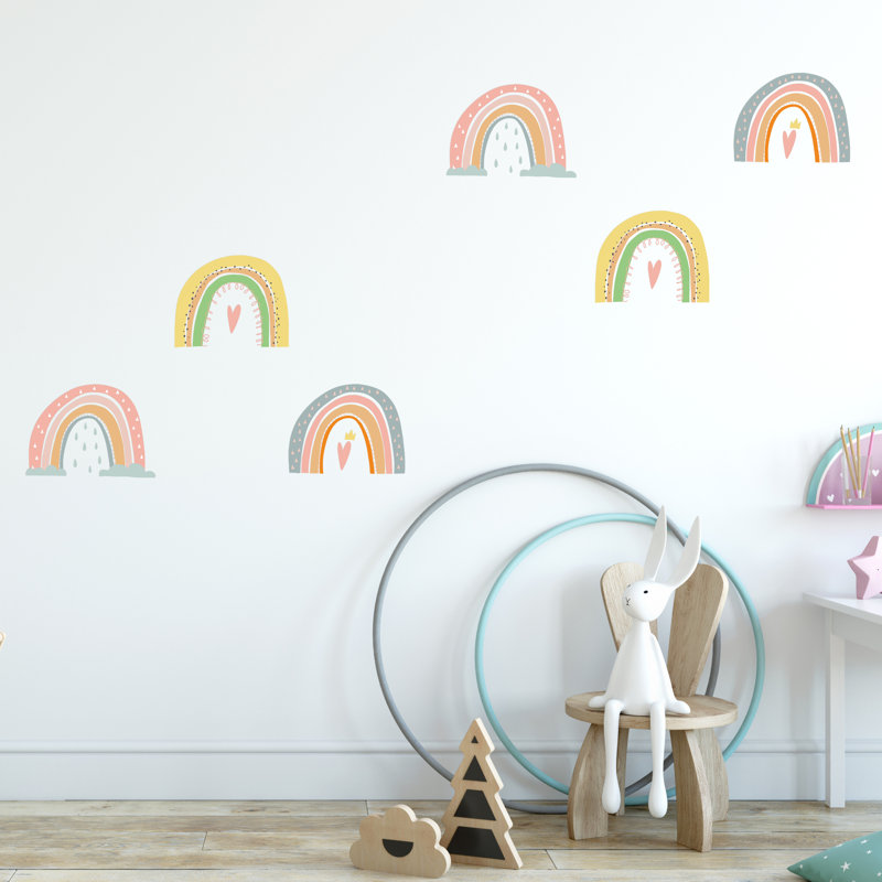 Ensemble de rainbows murale charmante à la main 6 pièces