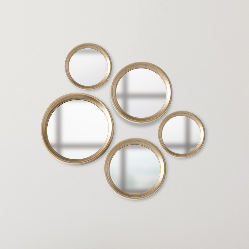 Ensemble de 5 miroirs Bedouet, Or antique