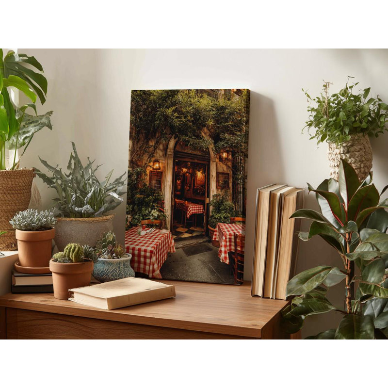 Trattoria italienne, reproduction d'art sur toile: restaurant européen romantique, H 24 po x l 16 po