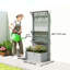 Lit de jardin surélevé avec treillis et tablettes de rangement, gris