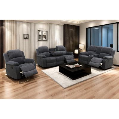 3-Piece Manual Reclining Living Room Sofa Set