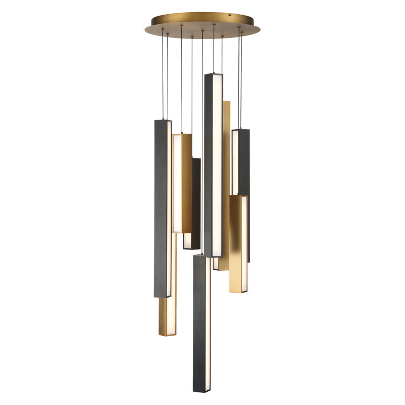Chaos 15 - Light Cluster Square LED Pendant, 9, Aged Bronze/Black