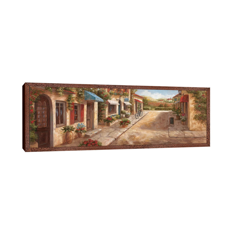 Italian Village I by Nan - Panoramic Painting on Canvas, 152.4 cm H x 50.8 cm W, Classic Brown Wood Framed