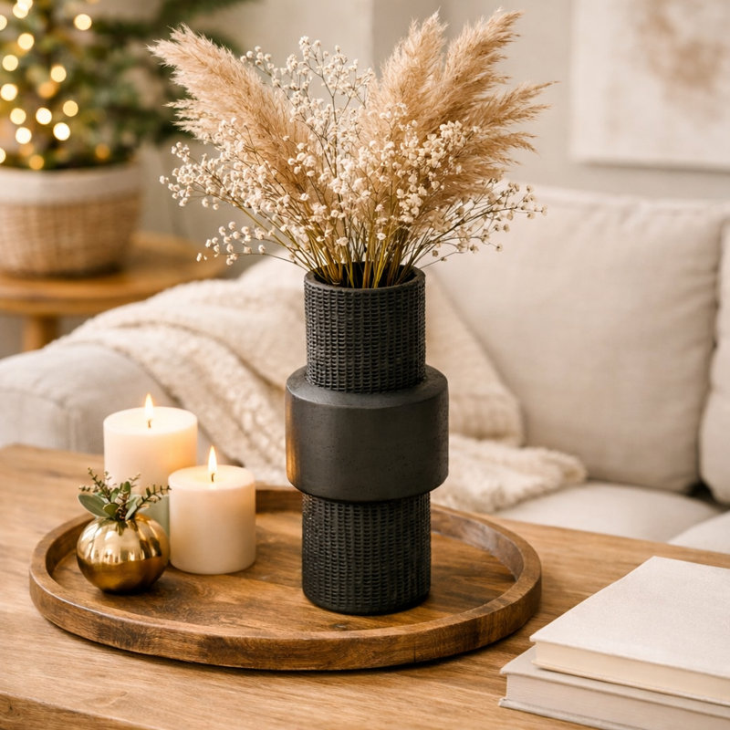 Objet de décoration de poterie Longpi | Art fait à la main en argile, H 8 po x l 2,3 po x P 8 po