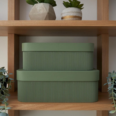 2PCS Exquisite Corrugated Paper Storage Boxes! Safe & Stylish For Home Shelves—Stores Files & Souvenirs!