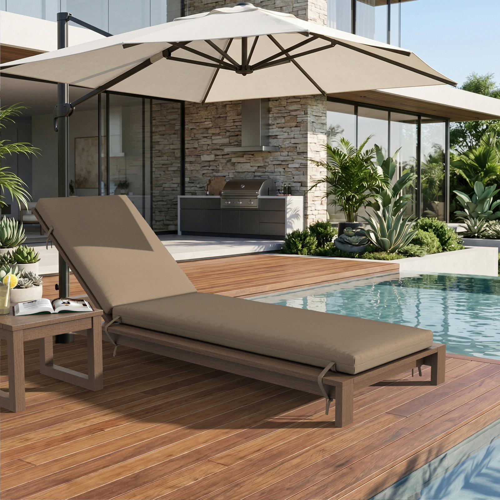 Lani Sunbrella® Seat and Back Cushion, 21" W x 78" D, Sunbrella Play Camel