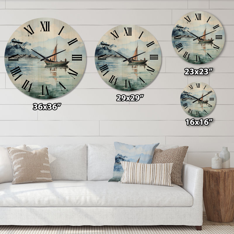 Horloge murale en bois massif Kerris, Très grand