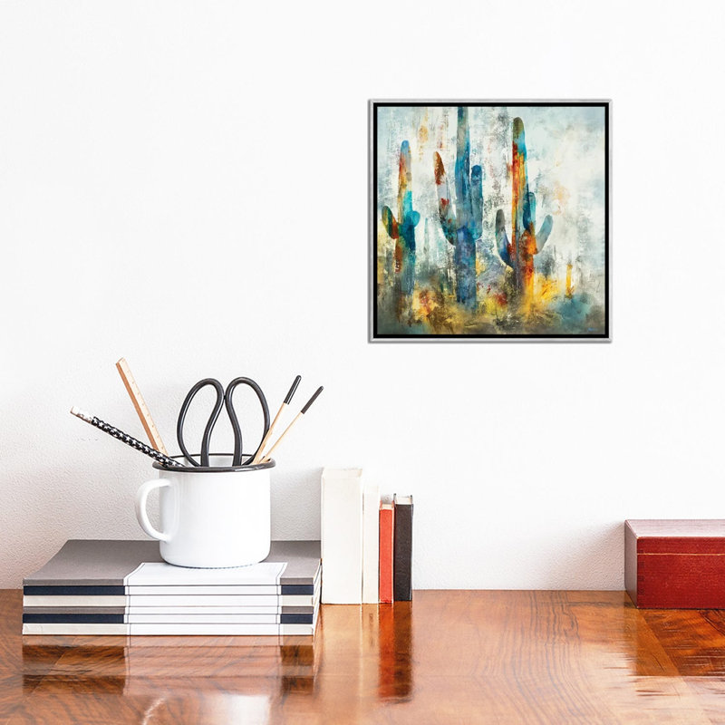 «Saguaro Forest» encadré par Scott Brems, Toile argentée avec cadre flottant, H 12 po x l 12 po x P 1,5 po, Non