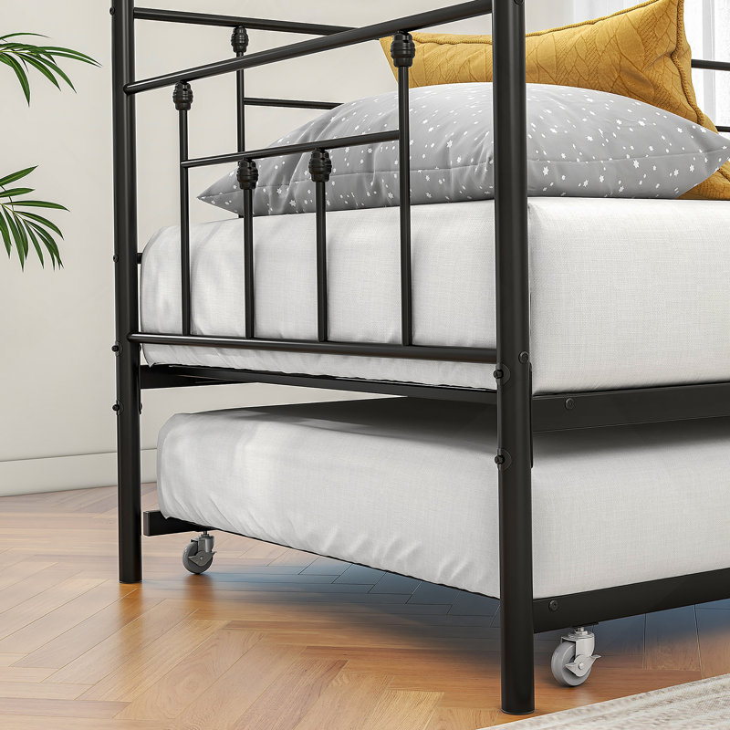 Metal Daybed Frame Twin Size Platform with trundle
