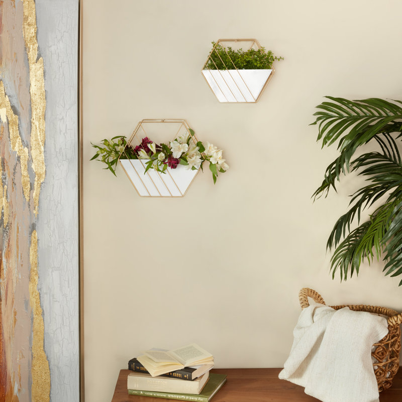 Ensemble de pots à fleurs muraux en fer 2 pièces Jacarius