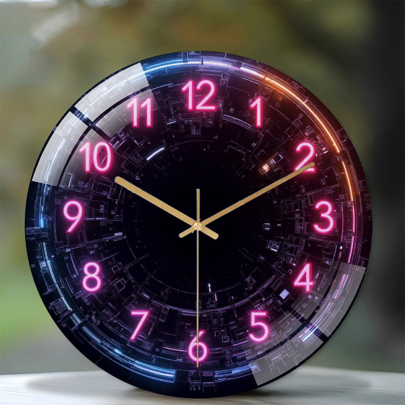 Horloge murale numérique à DEL avec luminosité réglable - Horloge murale moderne en verre 12 po