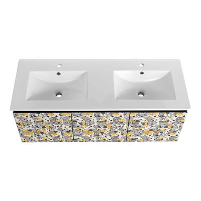 Raianne 47.6'' Double Bathroom Vanity with Ceramic Top