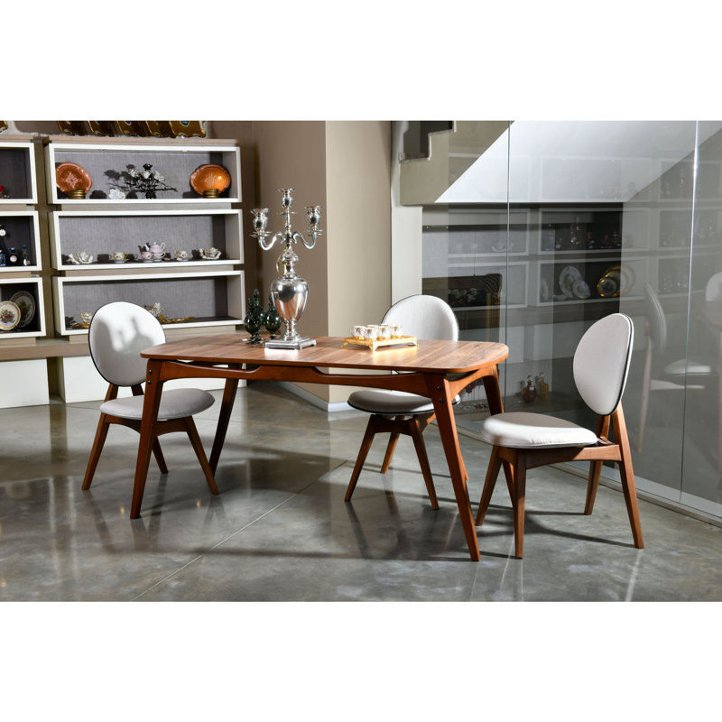 Cloud 4 - Person Dining Set, Walnut/Cream