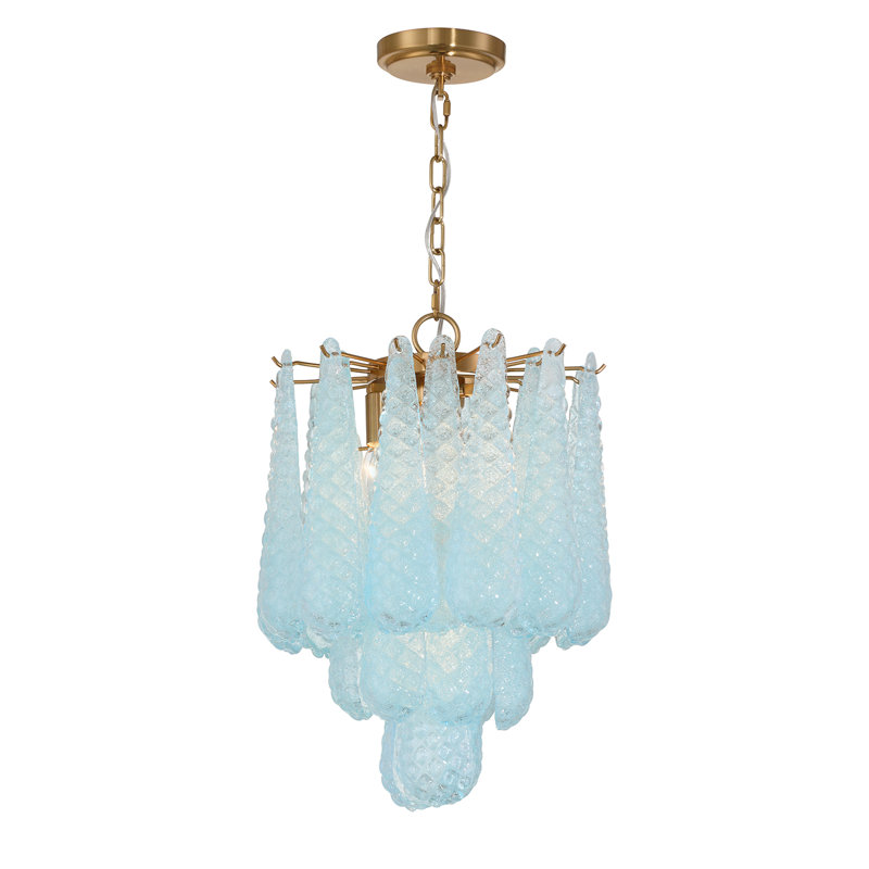 Hamdiye 4 Light Aged Brass Pendant, Blue