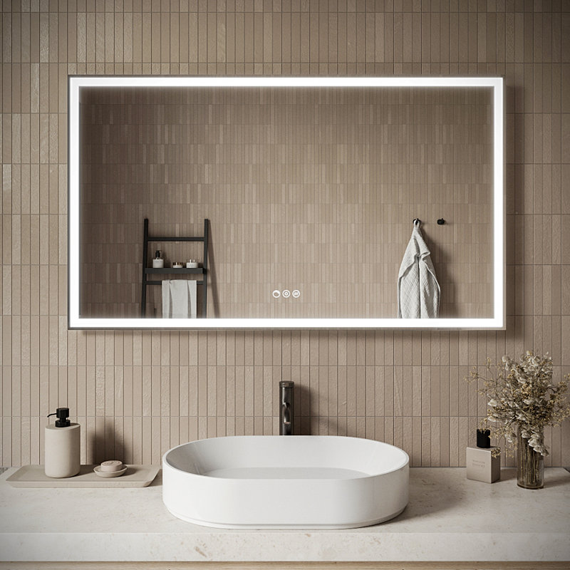 Streamline Rectangular Frameless LED Bathroom Vanity Mirror with Defogger, Dimmability, Color Temperature Change