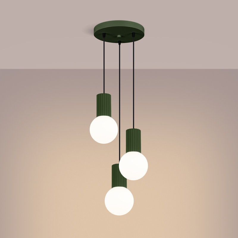 Bernis 3 - Light Brushed Nickel Pendant, Green