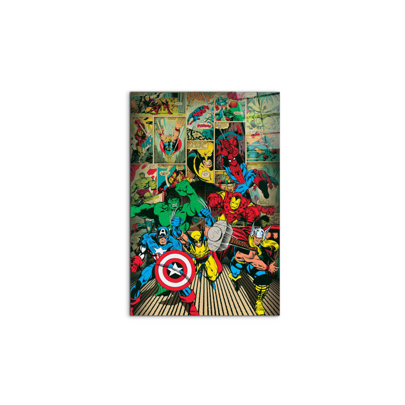 "Comics Avengers" by Studio 53×79.5 cm CrystalArt Acrylic Glass Effect, Lightweight Ready to Hang