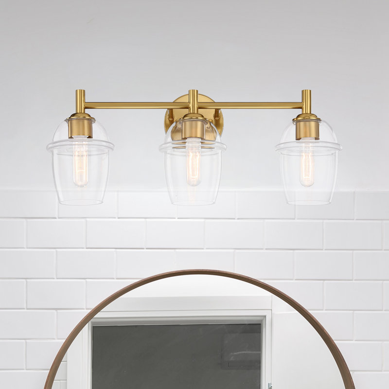 Éclairage pour meuble-lavabo à intensité variable Lecy, Or brossé, 4 lumières, 32 po de largeur
