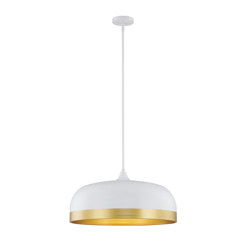 Luminaire suspendu 4 lumières avec abat-jour en acier Millennium Lighting Amarra, Blanc mat / or