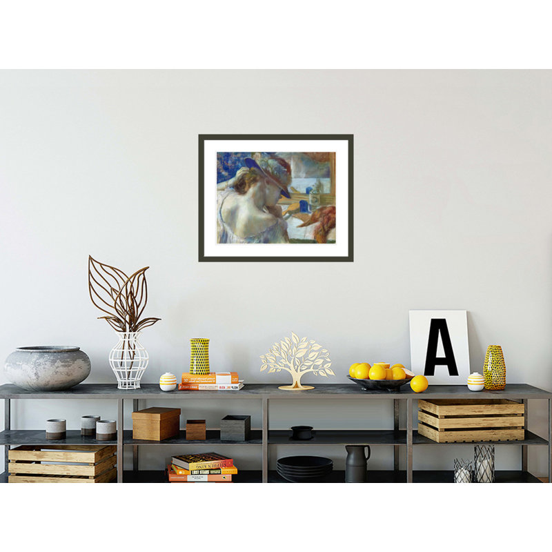 «In Front of the Mirror» par Edgar Degas, impression giclée sur cadre, H 23,5 po x l 28,58 po