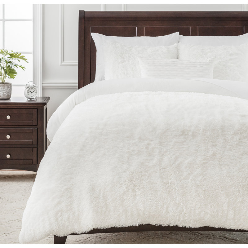  Ensemble de housse de couette ultra doux, Housse simple et 1 taie décorative, Blanc