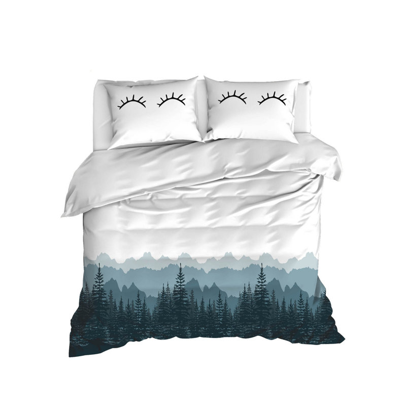Ensemble de housse de couette 100% coton 3 pièces Boutwell, Housse de couette très grand + 2 taies d'oreiller