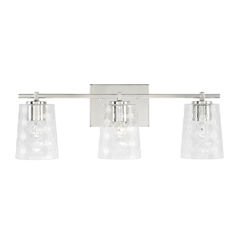 Polished Nickel 3-Light Vanity with Clear Honeycomb Glass