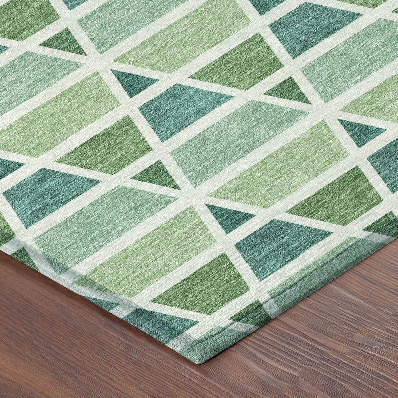Machine Washable Indoor/Outdoor Chantille ACN2733 Geometric Rug, Teal, 10' x 14'