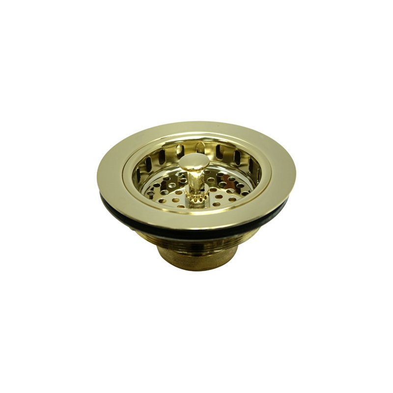 3.5" Grid Kitchen Sink Drain, Polished Brass
