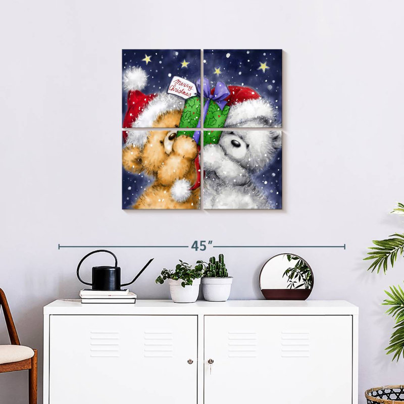 Lelend, deux ours et un cadeau, H 26 po x l 26 po