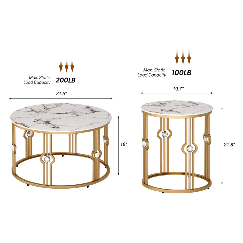 Ensemble de table de salon 2 pièces Marble