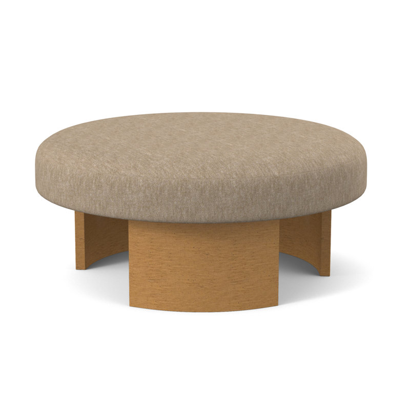 Eclipse Round Ottoman, Filigree Ivory 100% Polyester, Amber