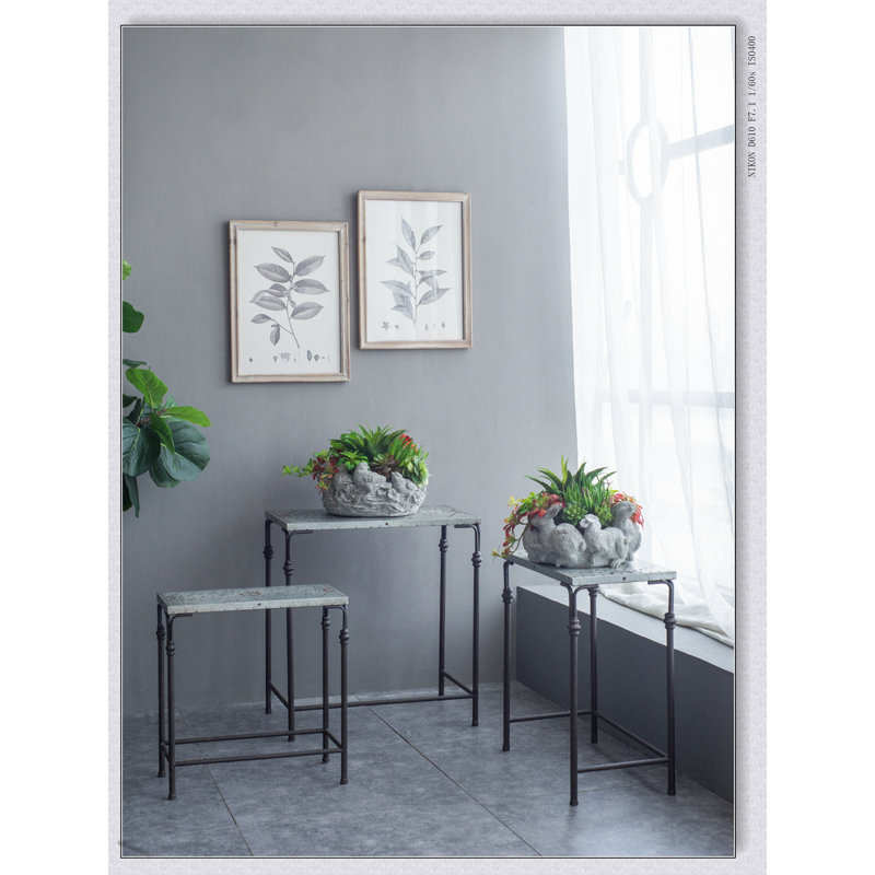 Ensemble de 3 tables gigognes Gilbert, supports à plantes polyvalents en métal pour une décoration intérieure compacte et élégante